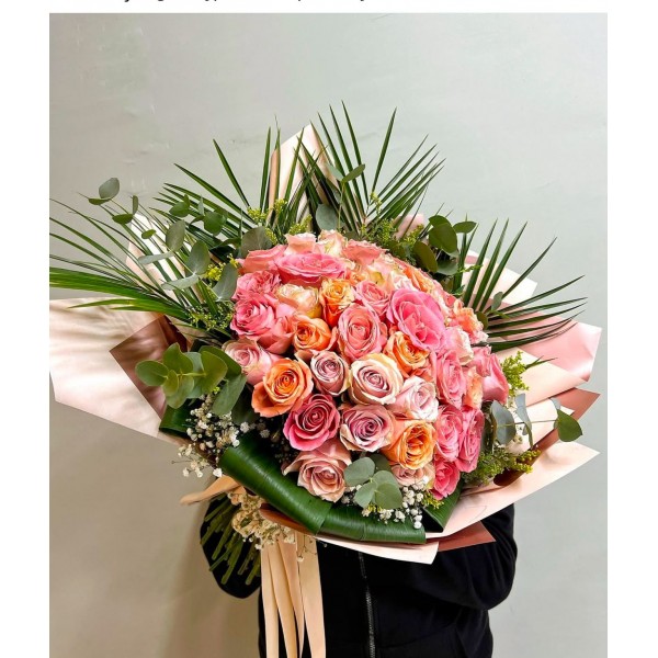 41 adet renkli gül özel tasarım 