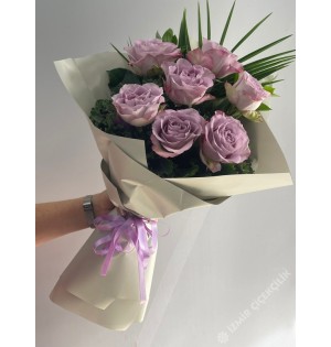 7 lila gül buketi